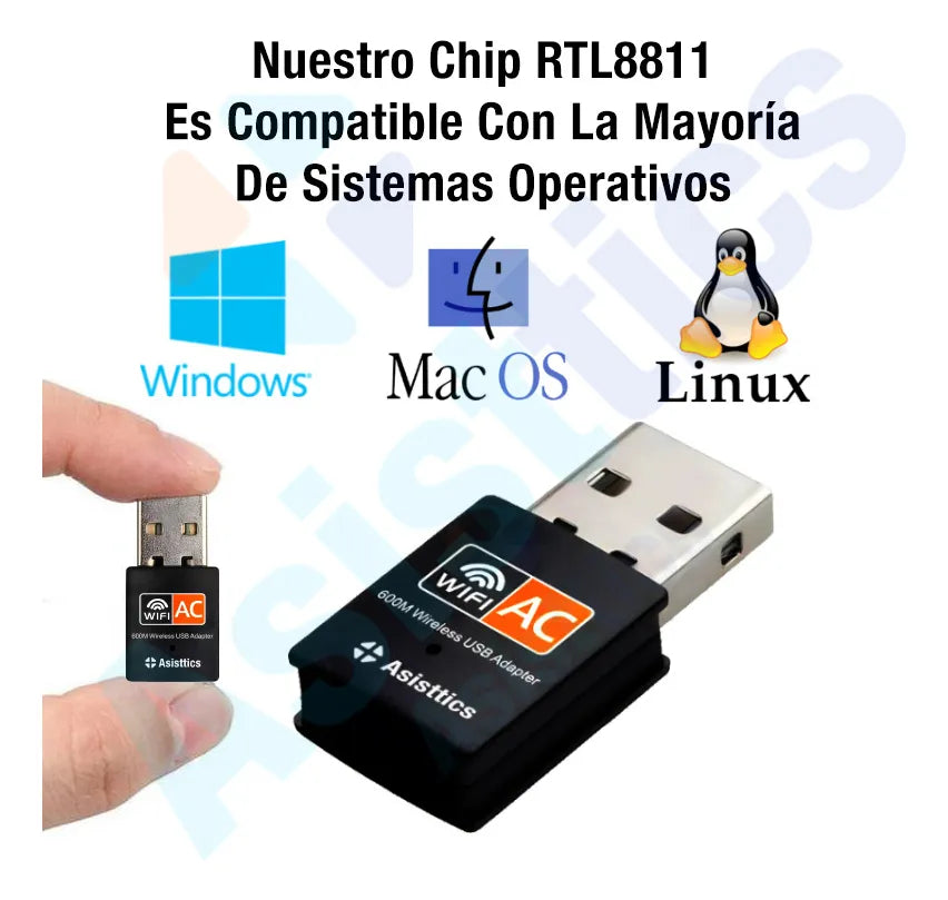 Adaptador Wifi Usb 5g Tarjeta Red Pc Ac 600 Doble Banda Dual