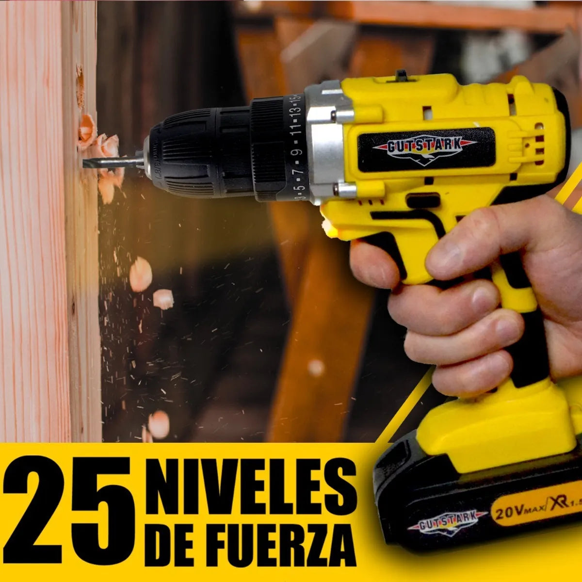 Taladro Atornillador Inalambrico 1360 Rpm Color Amarillo Frecuencia 60 rpm