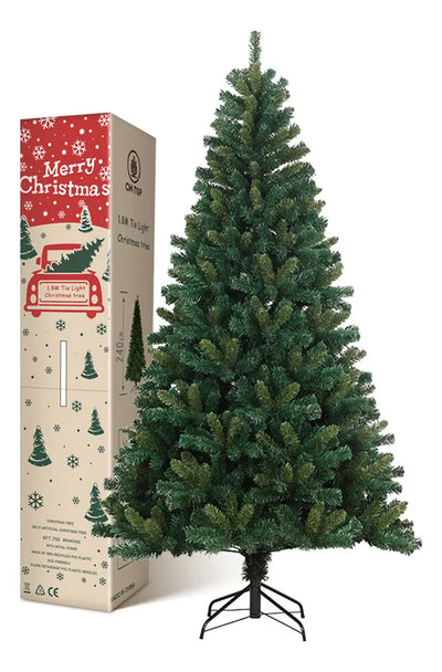 Árbol De Navidad Pino Artificial 2.40 M Cm-top Frondoso 1400 Ramas Color Verde Decoración Navideña