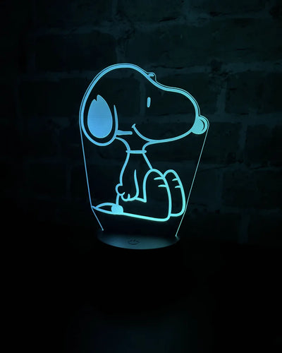 Lámpara De Noche Led 3d Snoopy Holograma Regalo Decoración Negra