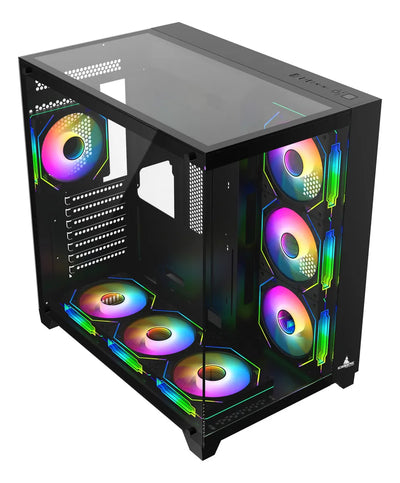 Chasis Gabinete Gamer Crystal Cube Xl Negro X7 Fan Argb