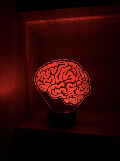 Lámpara De Noche Led Cerebro Decoración Regalo Holograma Negra