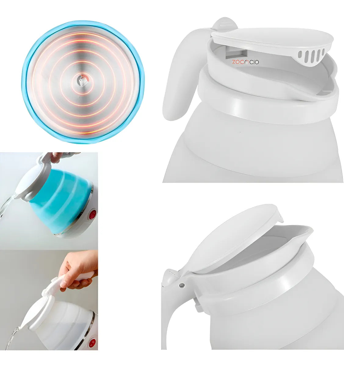 Calentador Eléctrico Plegable Portable Hervidor De Liquido Color Blanco