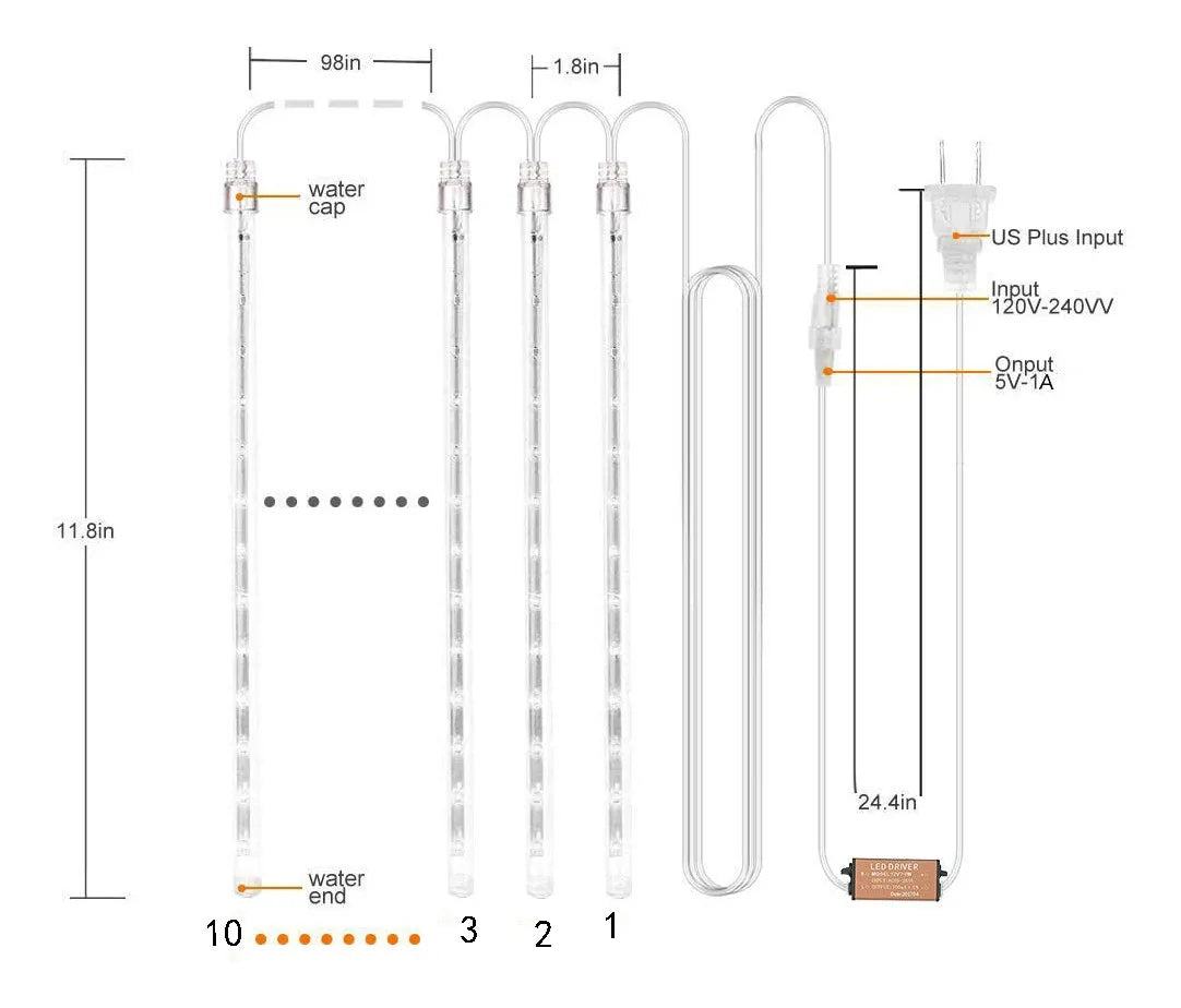 Set 2 Extensiones 10 Tubos Con Luces Navideñas Led Qishi