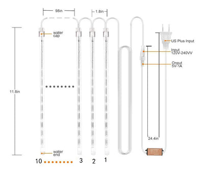 Set 2 Extensiones 10 Tubos Con Luces Navideñas Led Qishi