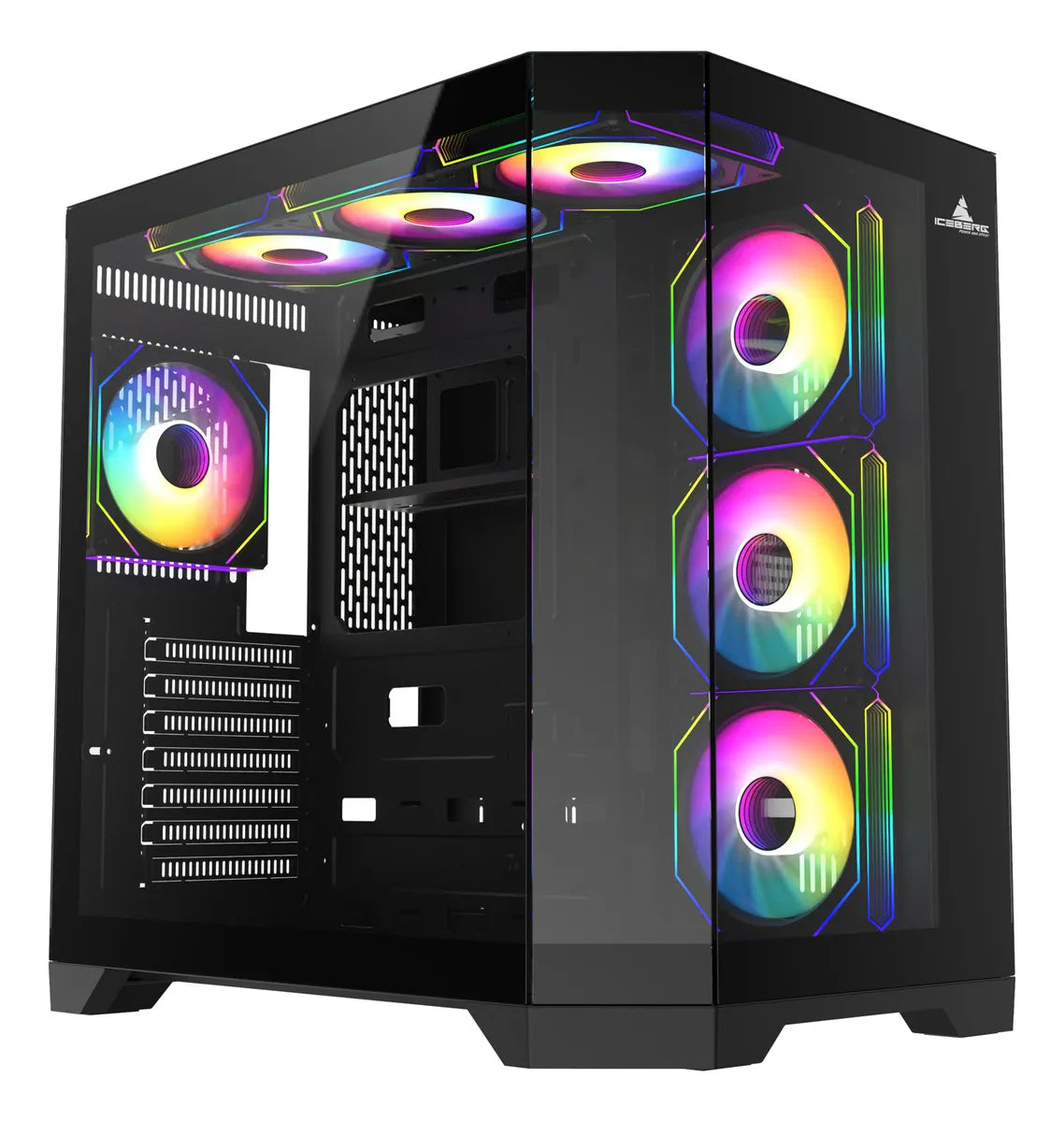 Chasis Iceberg Crystal Edge Negro X7 Fan Argb Maxi Infinity