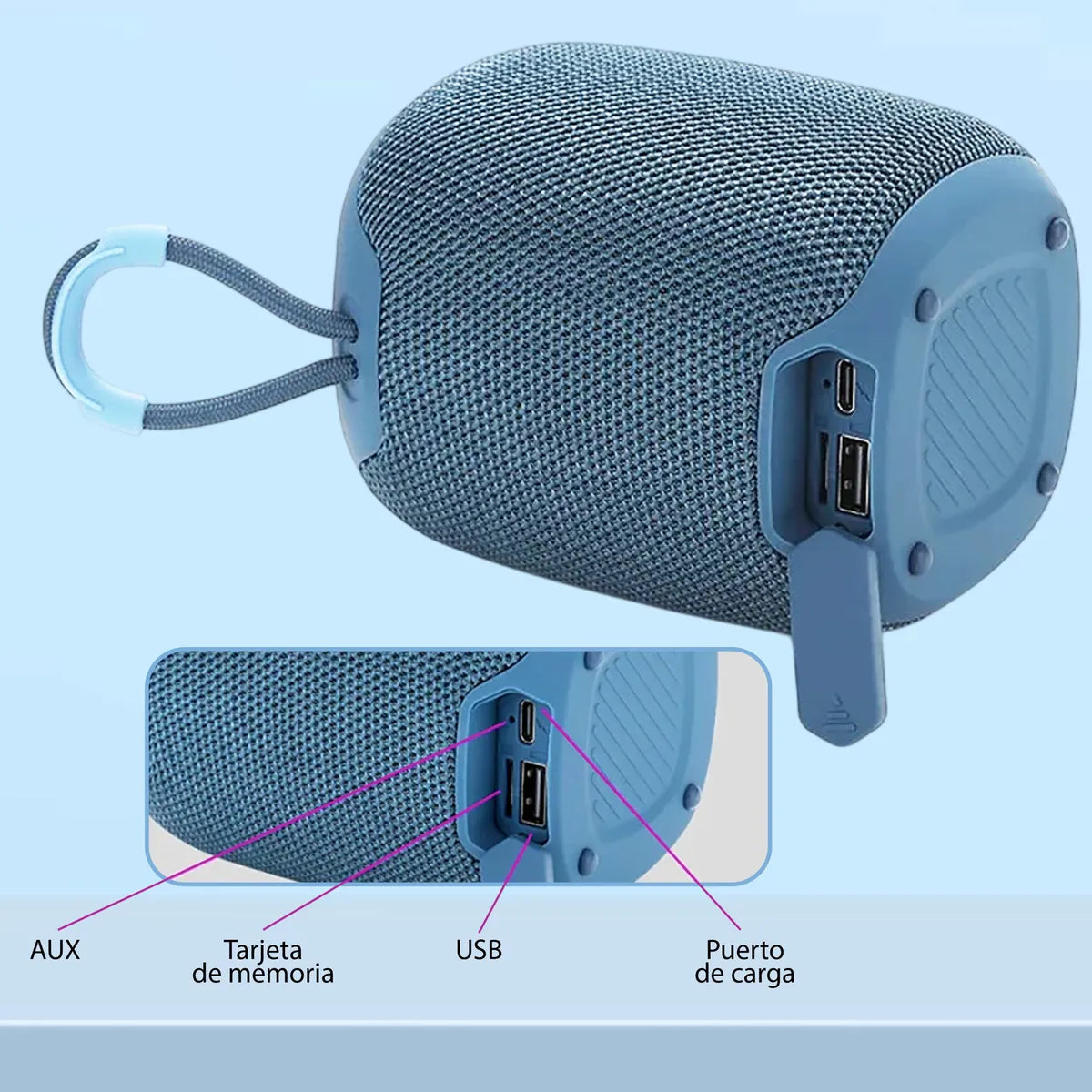 Parlante Portátil Bluetooth Inalámbrico Tws Negro Con Ipx5