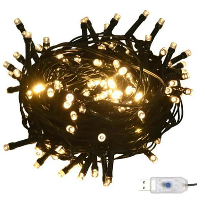 Set De 61 Bolas Navideñas Con Luces Led: Dorado Y Bronce