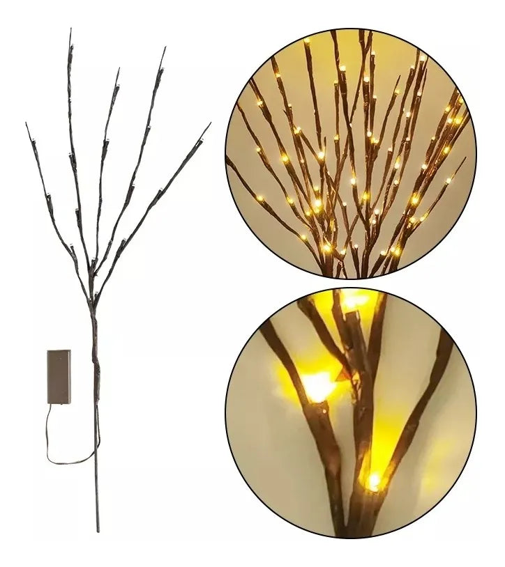 Árbol Flor 20 Led Ramal Guirnalda Pilas Iluminación Jardin Marrón
