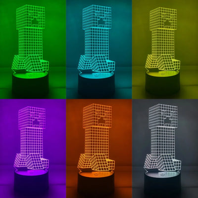 Lámpara De Noche Led 3d Minecraft Creeper Regalo Holograma Negro