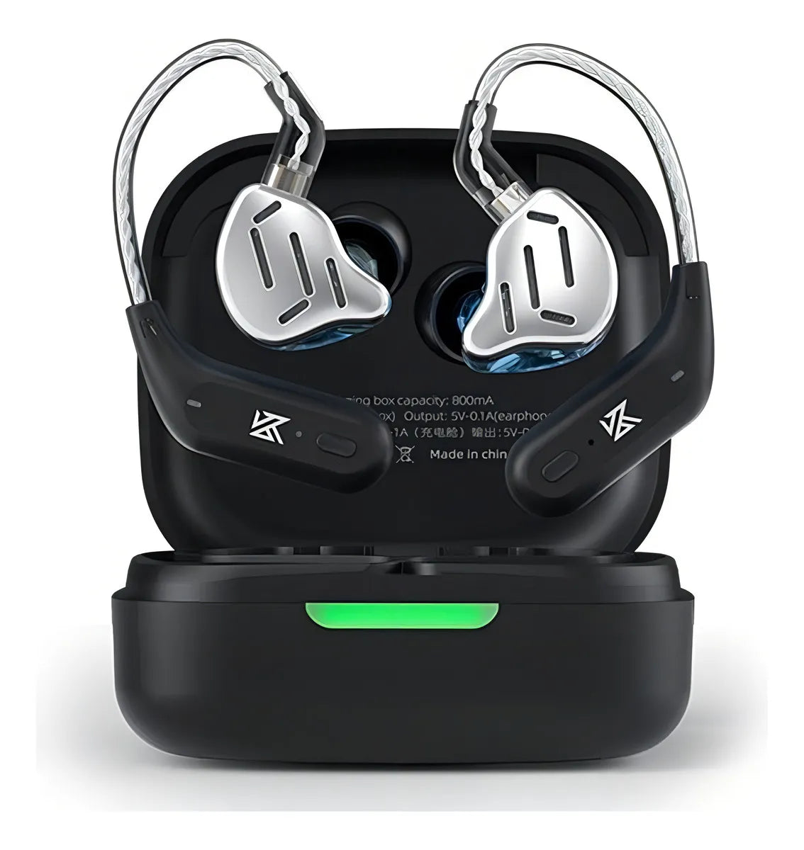Módulo Tws Bluetooth 5.2 Kz Az09 tipo C con micrófono de color negro