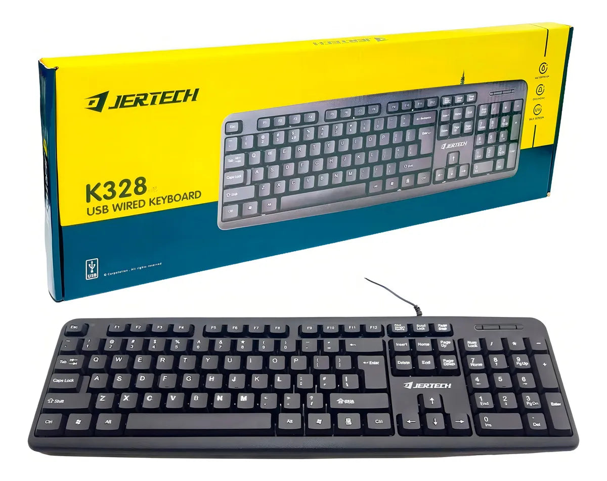 Teclado Económico Jertech K328 - Conexión Usb Color del teclado Negro Idioma Español Latinoamérica