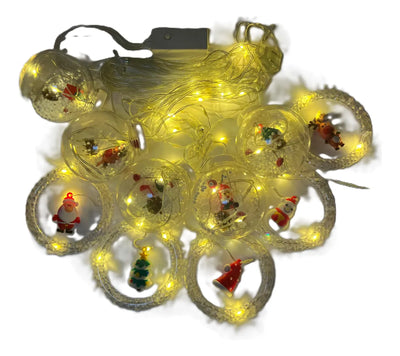 Instalación Cortina Bolas Y Aros Navideños Figura Papa Noel Multicolor