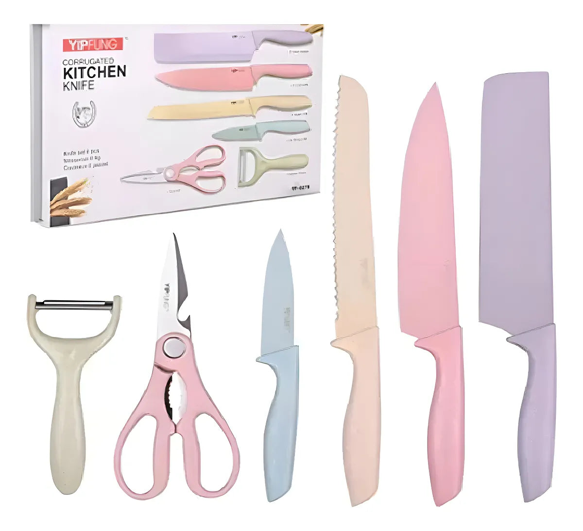 Set De Cuchillos Colores Pastel X6 Piezas Color Tonos pasteles