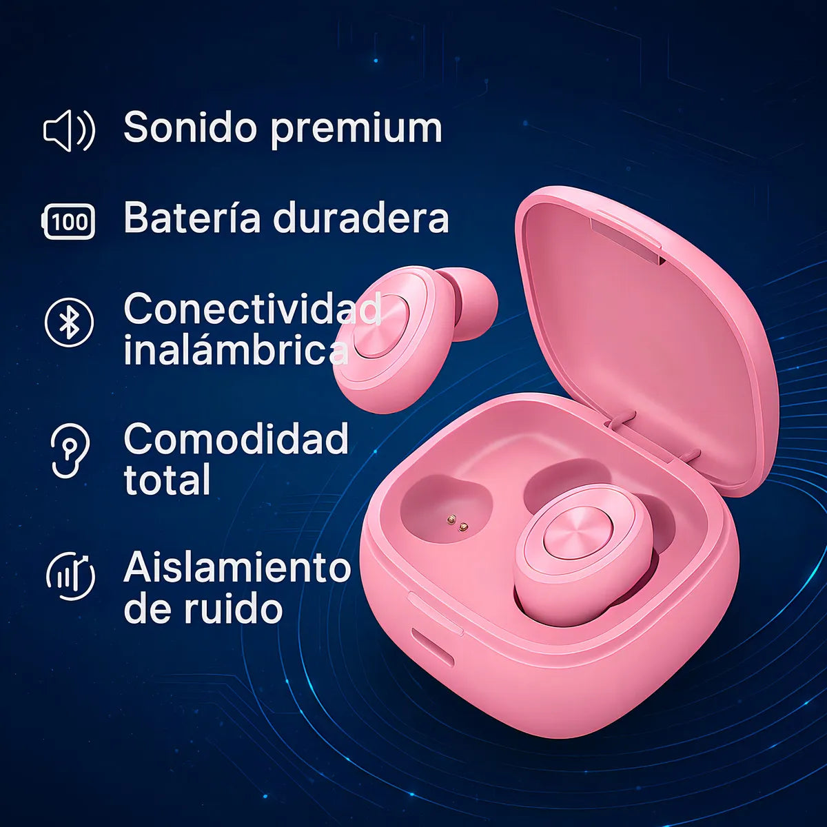 Audífonos Bluetooth Xg8, Deportivos, yoga, trabajo, estudio, gym A Prueba De Agua. Color Rosa compatibles iphone, android con microfono inalambricos pantalla led tipo c pequeños comodos ligeros
