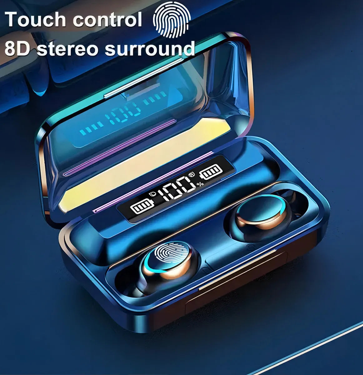 Audífonos in ear inalámbricos F9 negro con luz LED