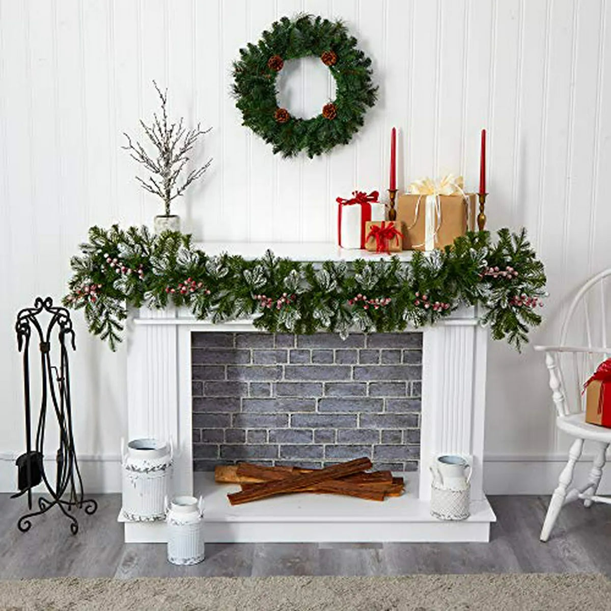 Guirnalda Navideña Artificial 6ft Con Luces Led Y Berries