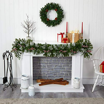 Guirnalda Navideña Artificial 6ft Con Luces Led Y Berries