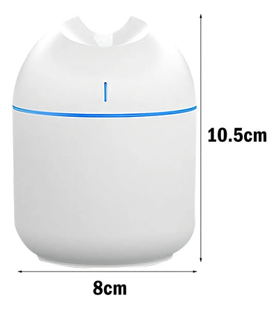 Mini humidificador de aire portátil, purificador USB, LED, 220 ml, color blanco