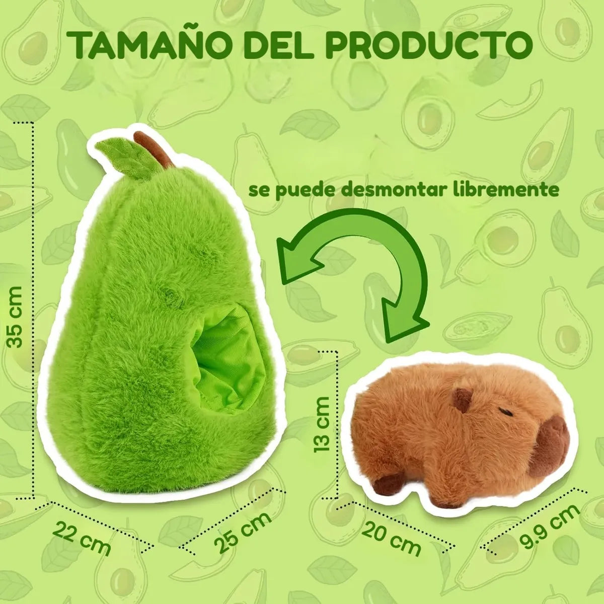 Peluche Chigüiro Capibara Carpincho Muñeco 35 Cm Regalo - Verde Musgo