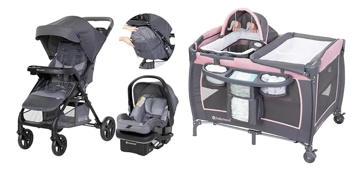 Sistema De Viaje Passport Cargo De Bambú Gris Con Moisés