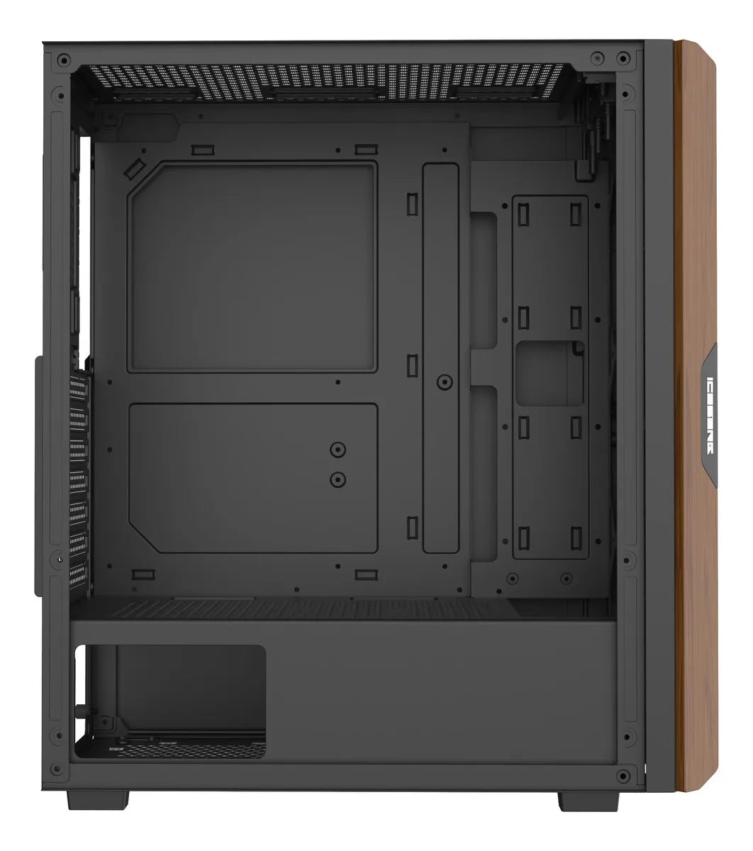 Gabinete Chasis Iceberg Wood Core X6 Ventiladores Argb Negro