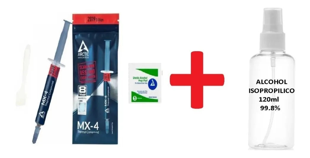 Pasta Termica Arctic Mx-4 4g 2019 Sellada + Alcoh Isop 120ml