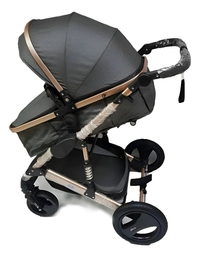 Coche Para Bebe Tipo Moisés Azul Acero Dorado