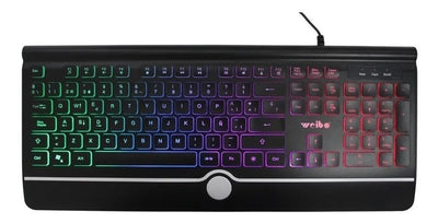 Teclado Weibo QWERTY color negro con luz RGB
