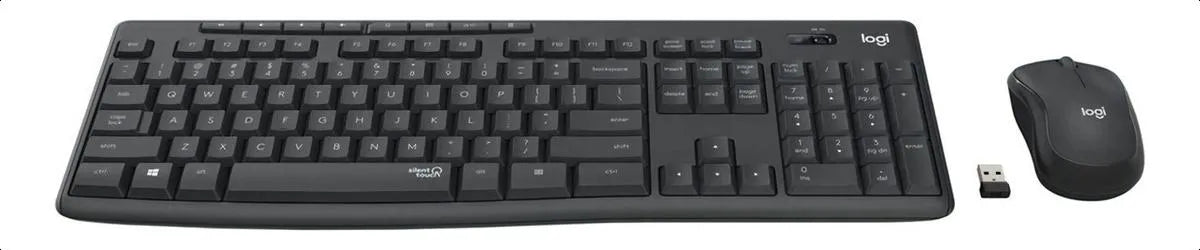 Kit de teclado y mouse inalámbrico Logitech MK295 Español Latinoamérica de color negro