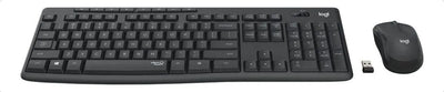 Kit de teclado y mouse inalámbrico Logitech MK295 Español Latinoamérica de color negro