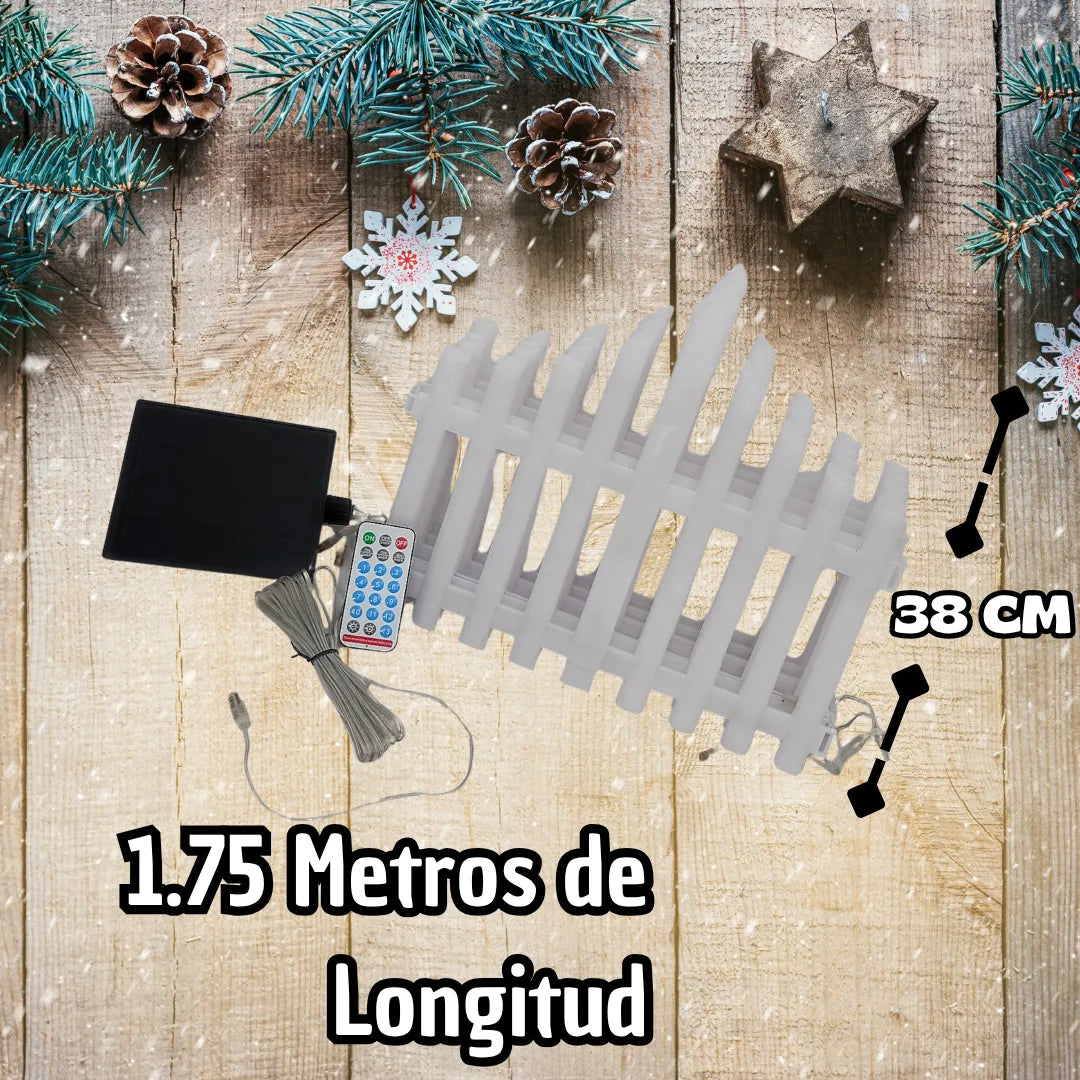 Kit Set Cerca Valla Plástica Luz Solar Automática Led Decoración Navideña Delimitar Sendero Cerramiento División Borde Jardín Finca Patio Nocturno Mágico Confiable Duradero Exterior 1.75 Metros