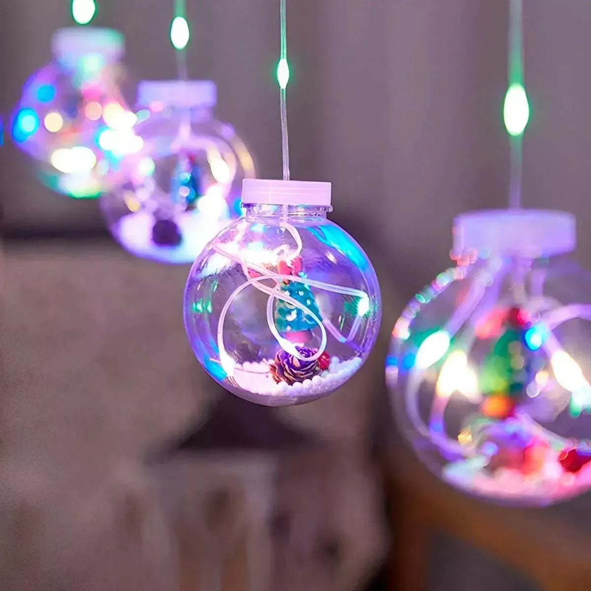 Instalación Luces Navideñas Cortina Guirnaldas Aros Bolas Multicolor