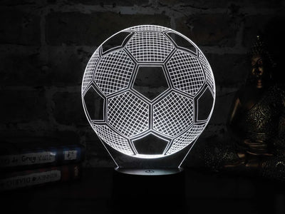 Lámpara De Noche 3d Led Balón Fútbol Regalo Holograma Negra