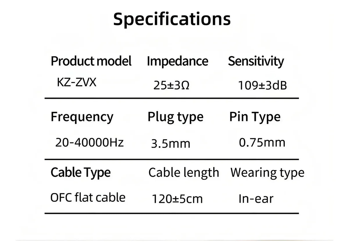 Auriculares HiFi Kz Zvx con micrófono, color negro, color claro, negro