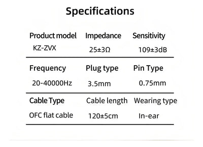 Auriculares HiFi Kz Zvx con micrófono, color negro, color claro, negro