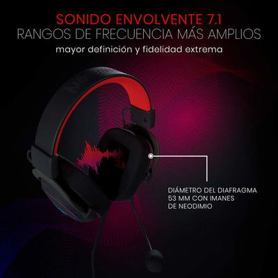 Auriculares Gamer Redragon Gamer Zeus X H510 Rgb Led Usb Negro