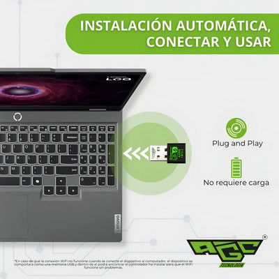 Adaptador Wifi Usb Tarjeta Red Pc 6g 5g Ax 900 Bluetooth 5.3 Doble Banda Dual / Windows 10 Y 11 / Marca Agc Tecnologia