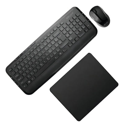 Combo Delux Teclado Slim Multimedia + Mouse + Pad Mouse S Mouse Negro Teclado Negro