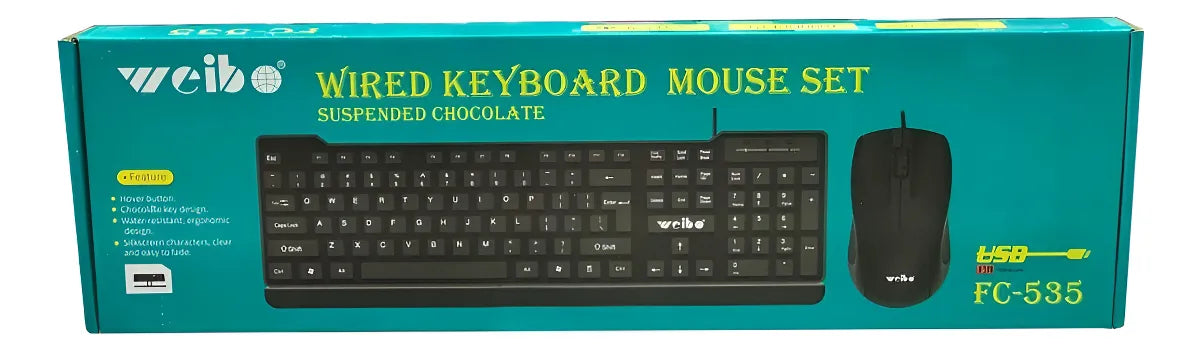 Combo Teclado Y Mouse Usb Alambrico Weibo Fc-535 Color del teclado Negro