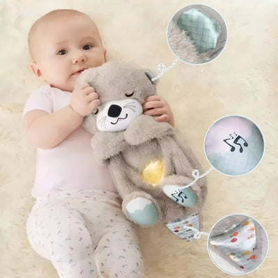 Peluche Realista Nutria Bebe Estimulacion Sensorial Sonido, Color Beige