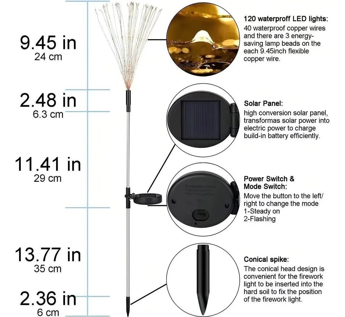 Luz Solar Navidad 2 Unidades Amarillo Hadas Fuego Artificial Luces Navidad Luces Led Decorativas Navidad Luces Navideñas Exterior Luces Adoros Navidad Exterior Qatarshop