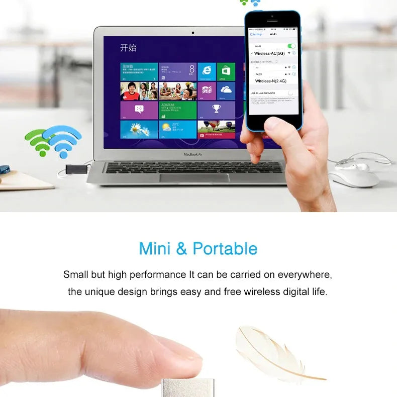 Adaptador Wifi Usb 5g Tarjeta Red Pc Ac 600 Doble Banda