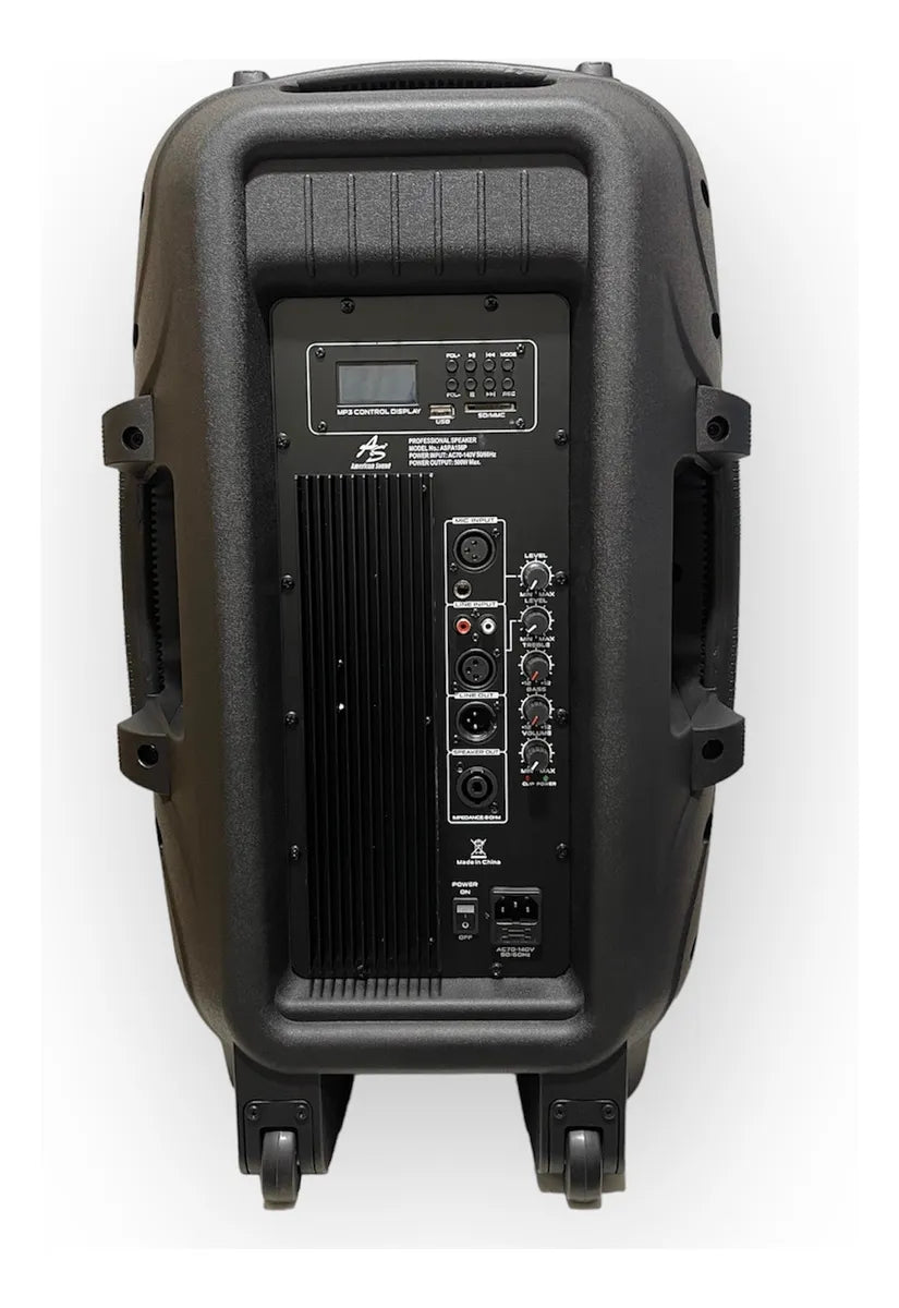 Parlante Activo American Sound 15 + Base Y Mic 8000w Negro