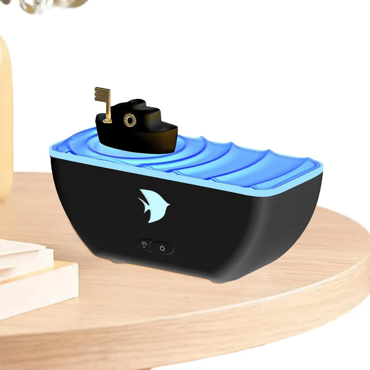 Humidificador Difusor Aromas Forma Barco Luz Led + Esencia - Negro