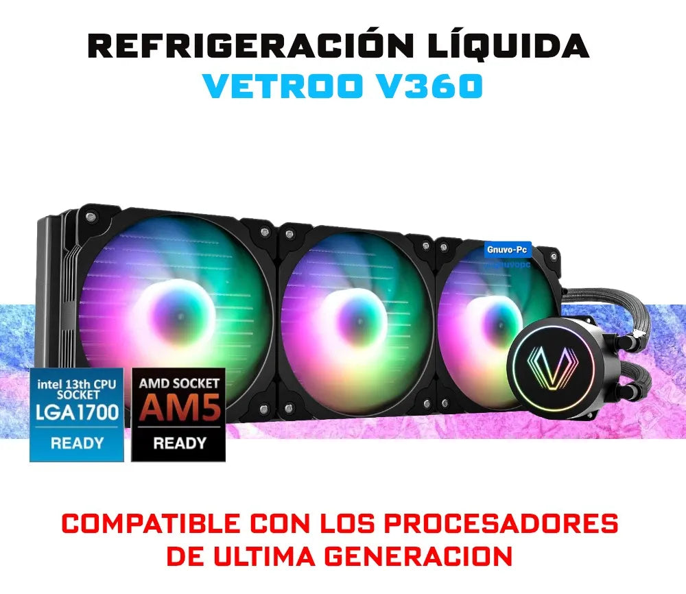 Refrigeracion Liquida Vetroo 360 Lga 1700 Am5 Negro Argb Pc