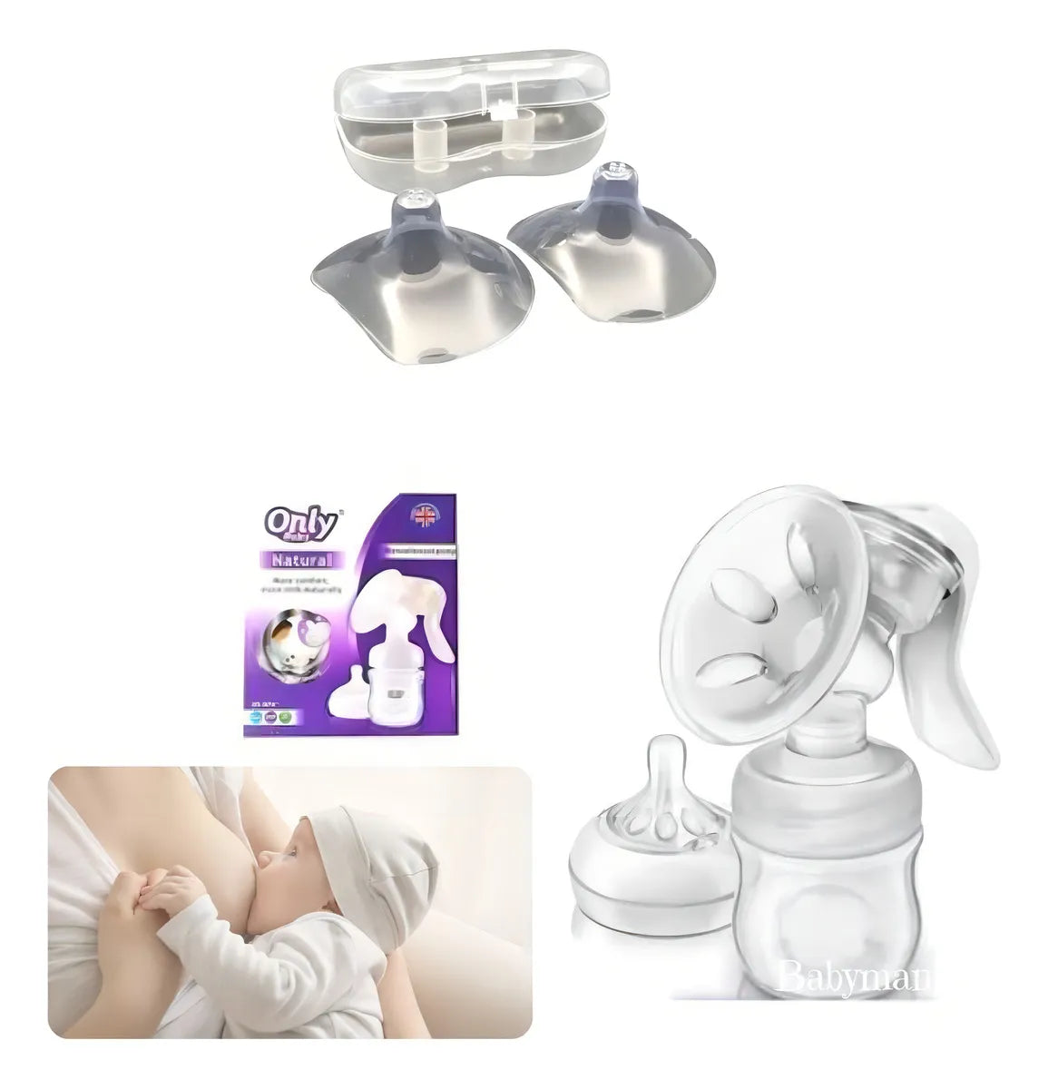 Extractor De Leche Manual + Pezoneras Par Con Cajita