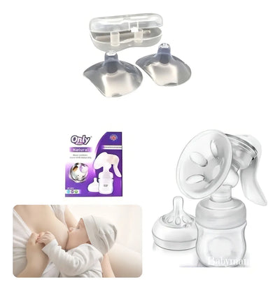 Extractor De Leche Manual + Pezoneras Par Con Cajita