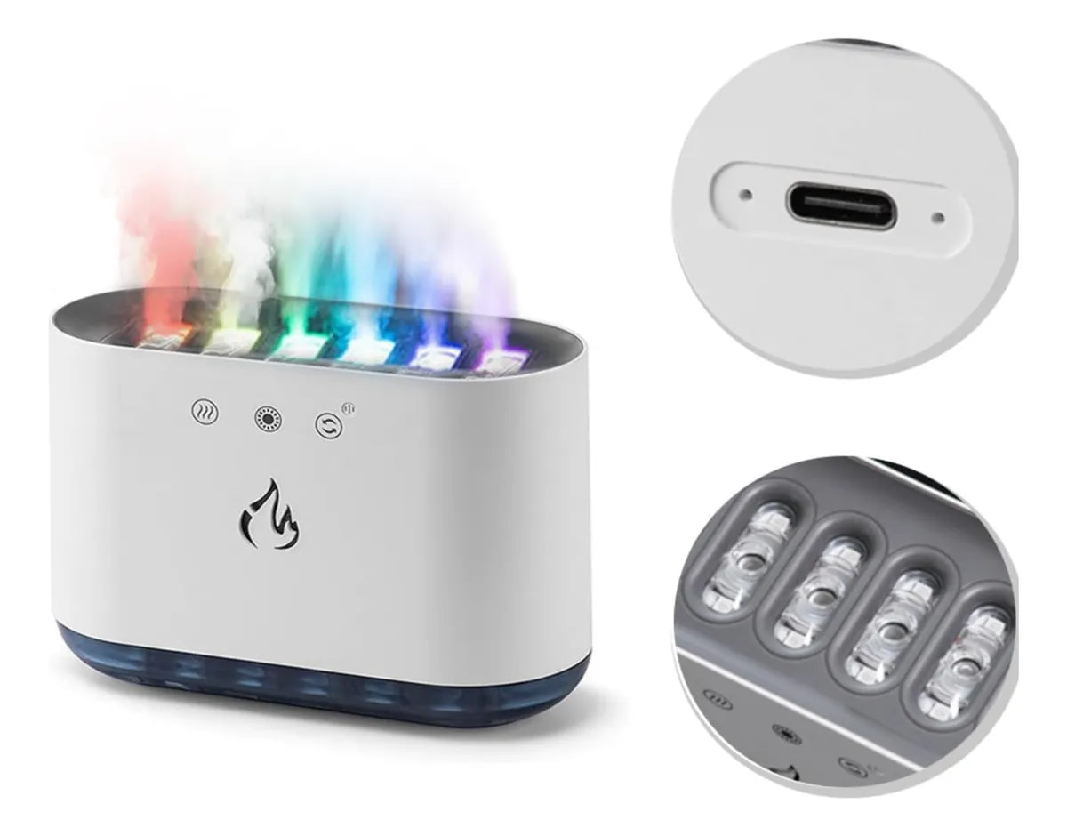 Humidificador Difusor Aroma 900ml Luz Rgb Movimiento Ritmico - Blanco