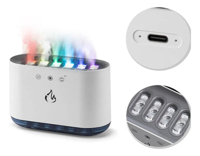 Humidificador Difusor Aroma 900ml Luz Rgb Movimiento Ritmico - Blanco